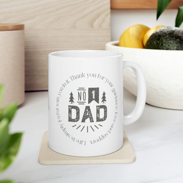 Number One Dad - White Ceramic Mug Cup 11 oz for Father - Fathers day gift