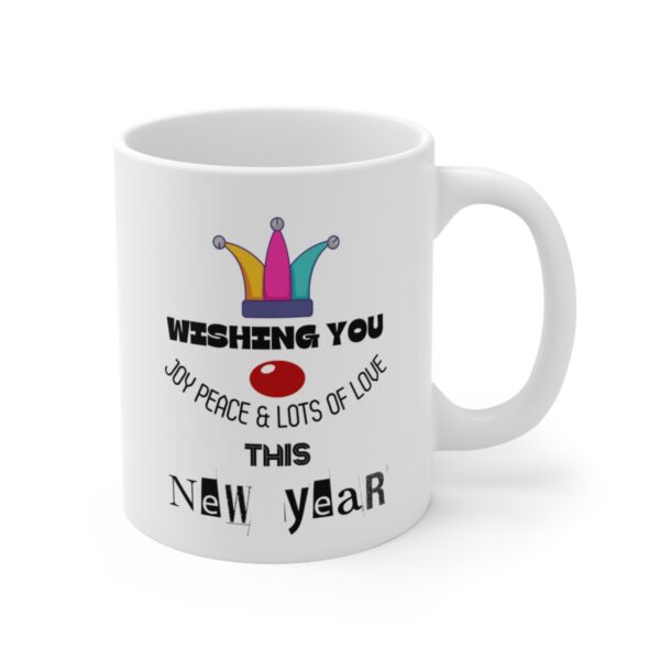 New Year wishes – White Ceramic Mug Cup 11 oz Gift for New Year