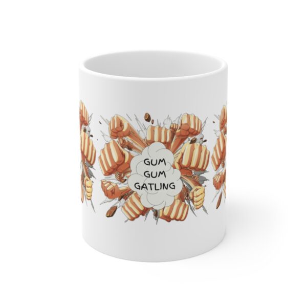 Gum Gum Gatling – White Ceramic Mug Cup 11 oz Gift for One Piece Pirate Fans - Image 2