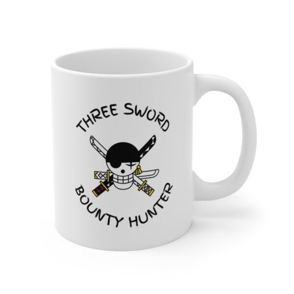 Three Sword Bounty Hunter - Worlds Greatest Swordsman – White Ceramic Mug Cup 11 oz Gift for One Piece Pirate Fans