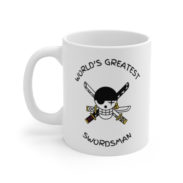 Three Sword Bounty Hunter - Worlds Greatest Swordsman – White Ceramic Mug Cup 11 oz Gift for One Piece Pirate Fans - Image 3