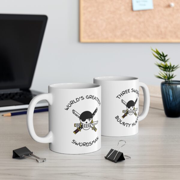 Three Sword Bounty Hunter - Worlds Greatest Swordsman – White Ceramic Mug Cup 11 oz Gift for One Piece Pirate Fans - Image 5