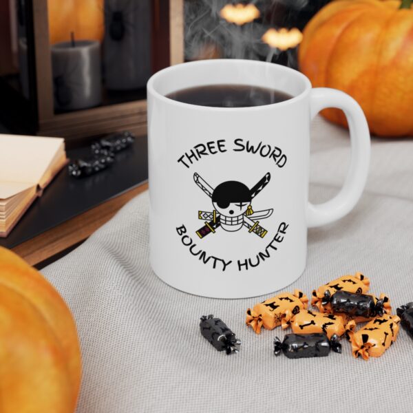 Three Sword Bounty Hunter - Worlds Greatest Swordsman – White Ceramic Mug Cup 11 oz Gift for One Piece Pirate Fans - Image 6