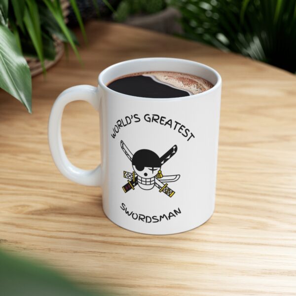 Three Sword Bounty Hunter - Worlds Greatest Swordsman – White Ceramic Mug Cup 11 oz Gift for One Piece Pirate Fans - Image 8