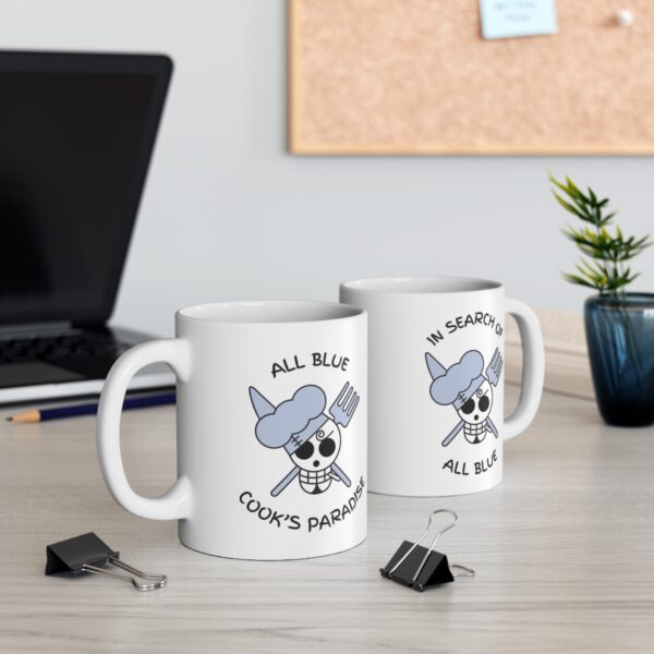 In Search of All Blue Cooks Paradise – White Ceramic Mug Cup 11 oz Gift for One Piece Pirate Sanji Fans - Image 5