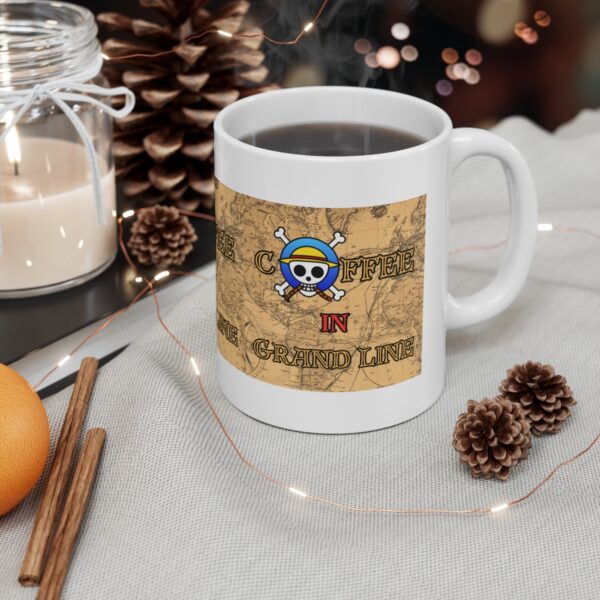 Coffee in Grandline – White Ceramic Mug Cup 11 oz Gift for One Piece Pirate Fans - Image 4