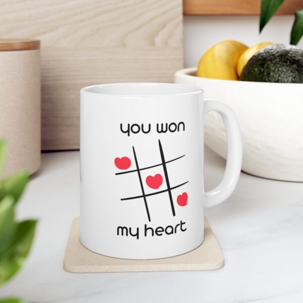 You Won My Heart - I love You – White Ceramic Mug Cup 11 oz for Couples – Valentine Gift - Image 7