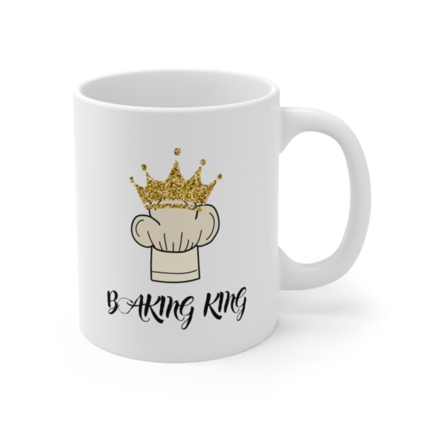 Baking King with Apron – White Ceramic Mug Cup 11 oz Gift for Bakers