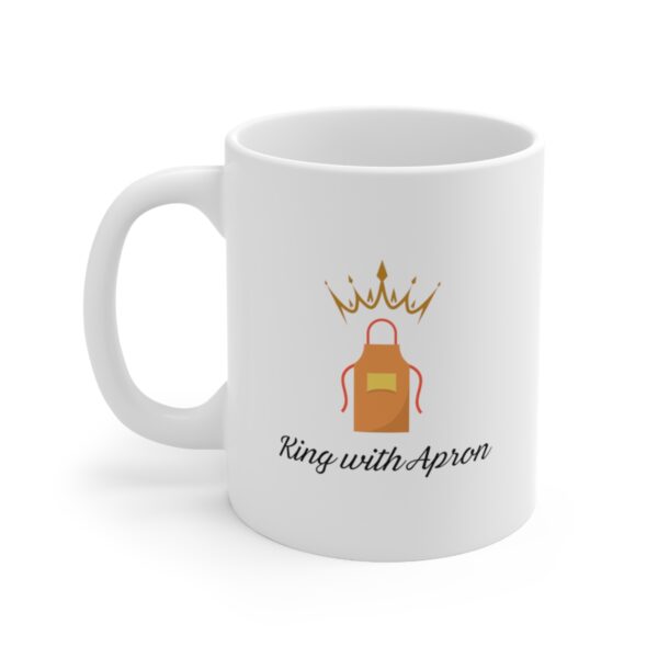 Baking King with Apron – White Ceramic Mug Cup 11 oz Gift for Bakers - Image 3