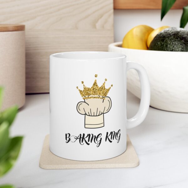 Baking King with Apron – White Ceramic Mug Cup 11 oz Gift for Bakers - Image 7