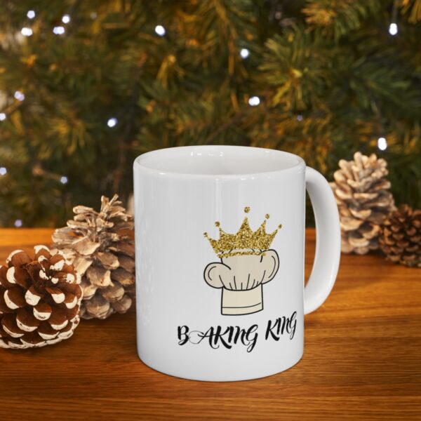 Baking King with Apron – White Ceramic Mug Cup 11 oz Gift for Bakers - Image 9