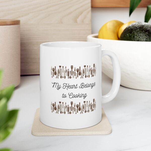 My Heart Belongs to Cooking – White Ceramic Mug Cup 11 oz Gift for Cooking Lovers - Image 7