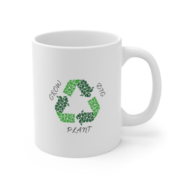 Save Earth - One Plant at a time - Dig Plant Repeat – White Ceramic Mug Cup 11 oz Gift for Gardeners Plant Lovers