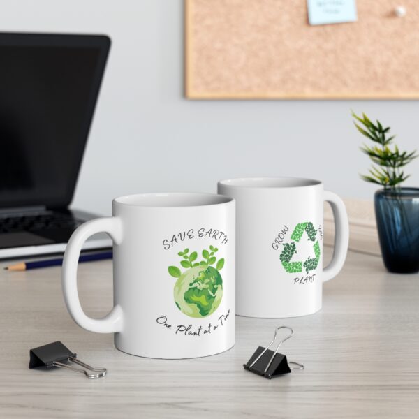 Save Earth - One Plant at a time - Dig Plant Repeat – White Ceramic Mug Cup 11 oz Gift for Gardeners Plant Lovers - Image 5