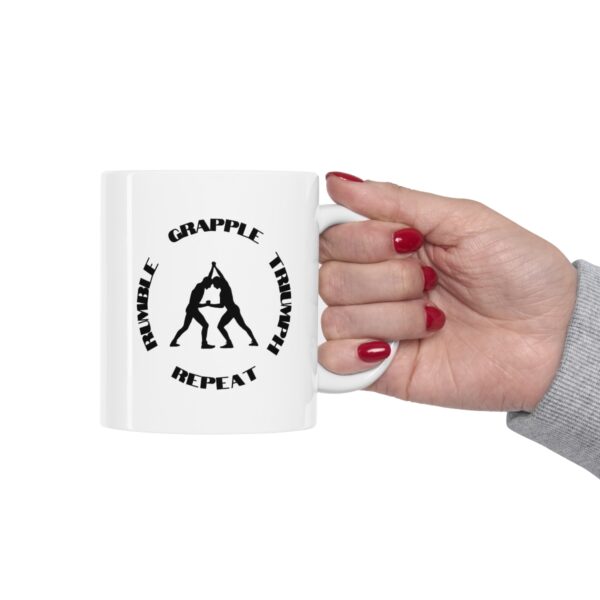 Rumble Grapple Triumph Repeat – White Ceramic Mug Cup 11 oz Gift for Wrestlers Fighters - Image 12