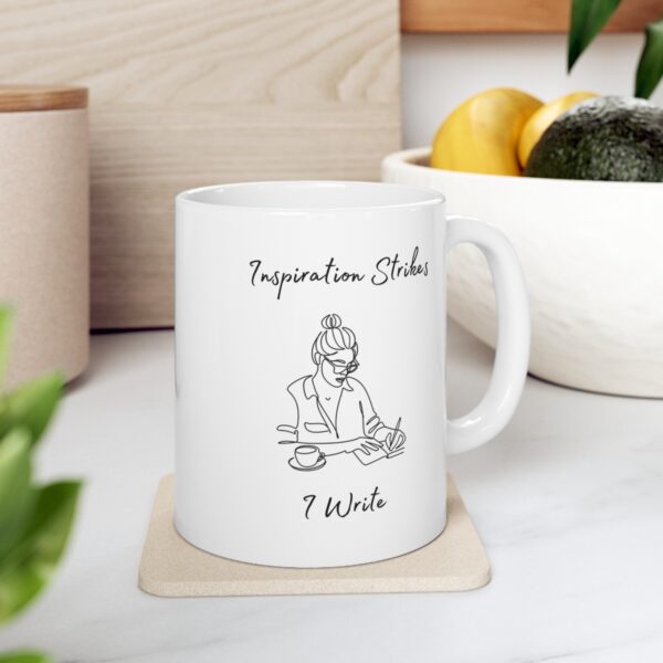 Inspiration Strikes I Write - Ink and Imagination - My tools of Creation – White Ceramic Mug Cup 11 oz Gift for Writers - Image 7