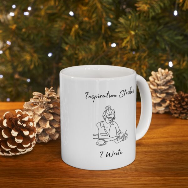 Inspiration Strikes I Write - Ink and Imagination - My tools of Creation – White Ceramic Mug Cup 11 oz Gift for Writers - Image 9