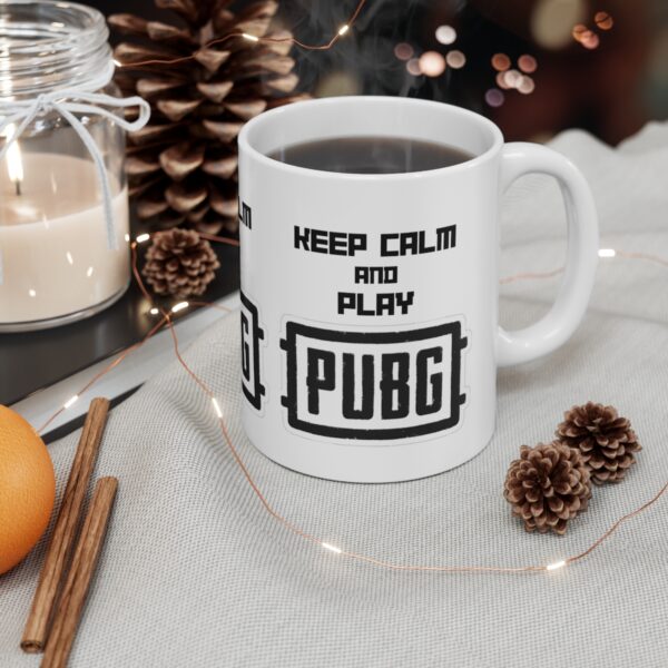 PUBG Mobile Game Mug - Keep Calm and Play PUBG – White Ceramic Mug Cup 11 oz Gift - Image 4